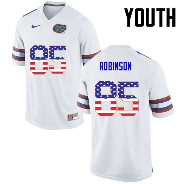 NCAA Florida Gators James Robinson Youth #85 USA Flag Fashion Nike White Stitched Authentic College Football Jersey YSF1764LM